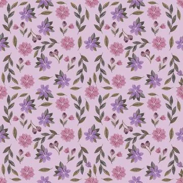 Pink purple floral pattern Stock Illustration