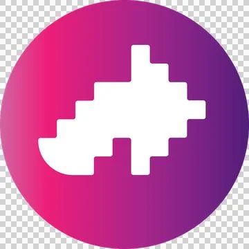 Pink-to-purple gradient circle is hosting pixel-art silhouette evoking icon on Illustration