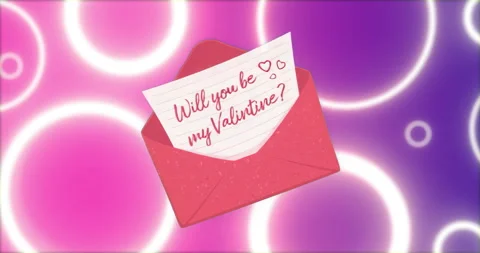 As pink purple gradient shifting red envelope appearing note sliding out showing Stock Footage 315524247
