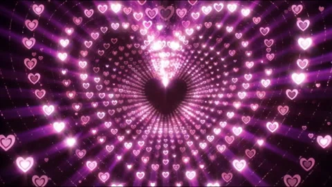 Pink Purple Heart Tunnel Loop Glowing Neon Light Rays Valentine Background Stock Footage 341828937