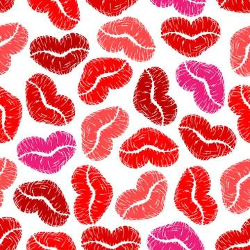 Pink, purple, red and marron lip prints Stock Illustration