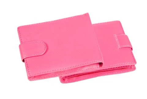 Pink purses on a white background. collage Stock Photos