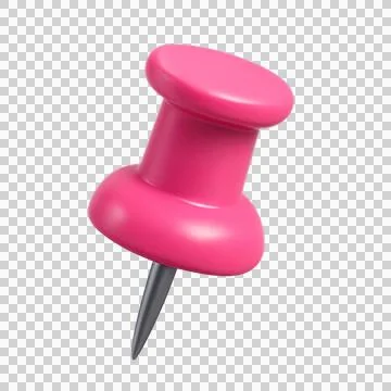 Pink Push Pin 3D Icon Illustration PNG Transparent Background Stock Illustration