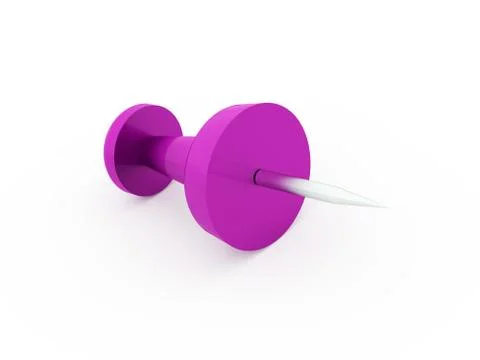 Pink push pin rendered and isolated on white background Stock Illustration
