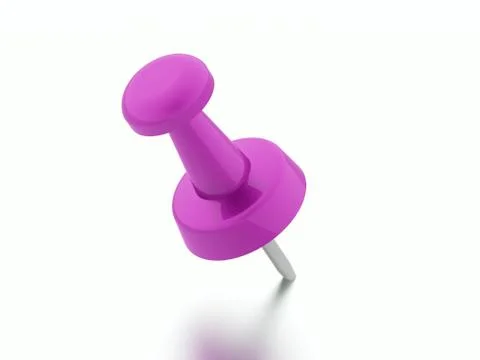 Pink push pin rendered isolated on white background Stock Illustration