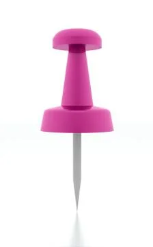 Pink push pin rendered isolated on white background Stock Illustration