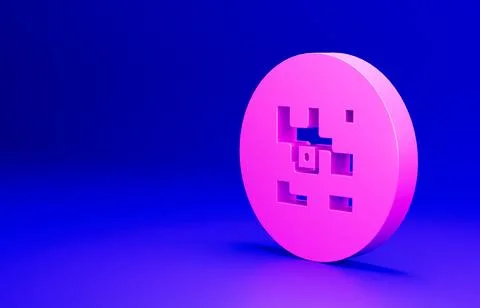 Pink QR code sample for smartphone scanning icon isolated on blue background イラスト素材