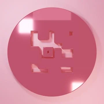 Pink QR code sample for smartphone scanning icon isolated on pink backgroun.. Stock Illustration