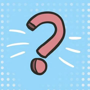 Pink question mark on blue background cartoon style Stock Illustration