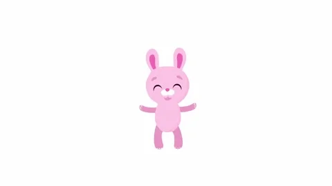 Pink rabbit, bunny dancing Stock Footage 204143822
