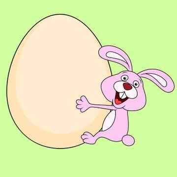 Pink rabbit with egg Stock Illustration