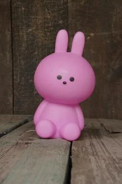 Pink rabbit, isolate, festive easter rabbit Stock Photos