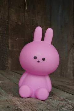 Pink rabbit, isolate, festive easter rabbit. Selective focus Foto stock