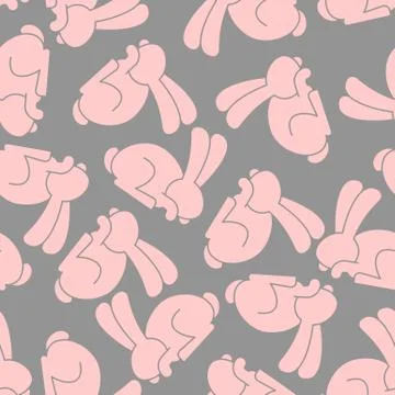 Pink Rabbit seamless pattern. Hare ornament. bunny background. Animal Texture Illustrazione stock