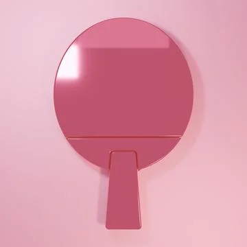 Pink Racket for playing table tennis icon isolated on pink background. Mini.. 库存插图