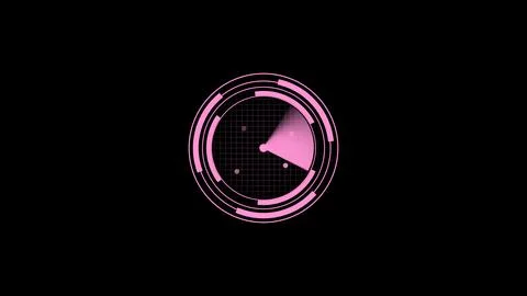 Pink radar screen interface with scanning sonar beam and target blips on bl.. Stock Illustration