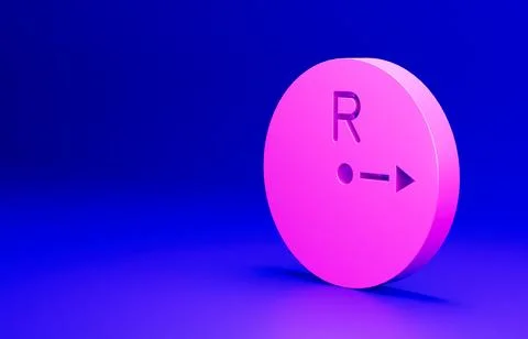 Pink Radius icon isolated on blue background. Minimalism concept. 3D render Stock Illustration