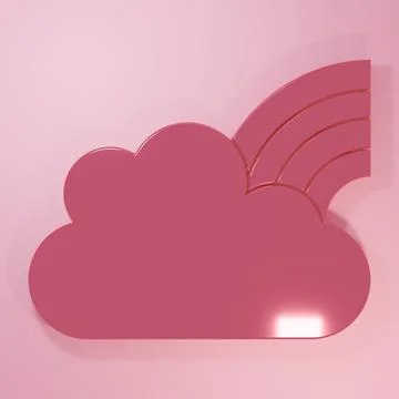 Pink Rainbow with clouds icon isolated on pink background. Minimalism conce.. Stock Illustration