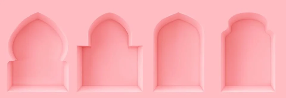 Pink ramadan shape windows set Stock Illustration