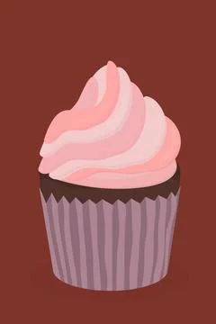 Pink raspberry cupcake muffin with cream for the holiday sweet Stock Illustration