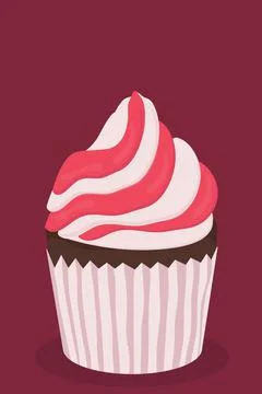 Pink raspberry cupcake muffin with cream for the holiday sweet Stock Illustration