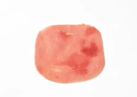 Pink raw meat slice on white background Stock Photos