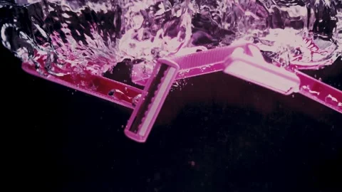 Pink Razers Drop and Float Cinematically Stock Footage 300892439