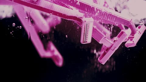 Pink Razers Fall and Splash in Water Stock Footage 300884729