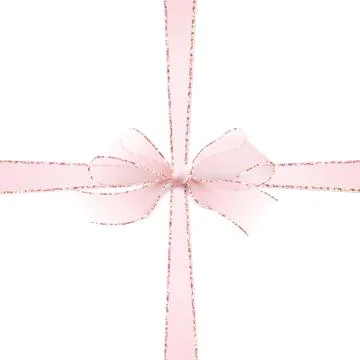 Pink realistic vector double cross gift bow Stock Illustration