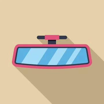 Pink rearview mirror reflecting light with long shadow Stock Illustration