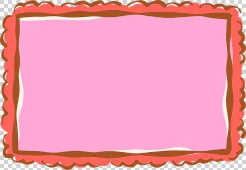 Pink Rectangle With Decorative Border Whimsical Hand Drawn イラスト素材