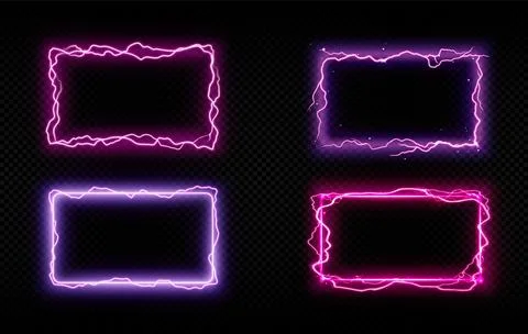 Pink rectangle lightning frame, electric thunder Stock Illustration