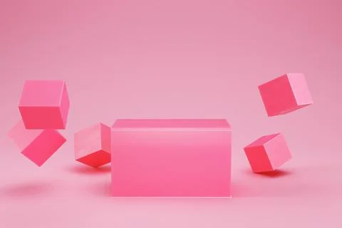 Pink rectangle pedestal with box shape geometry for product display 스톡 일러스트