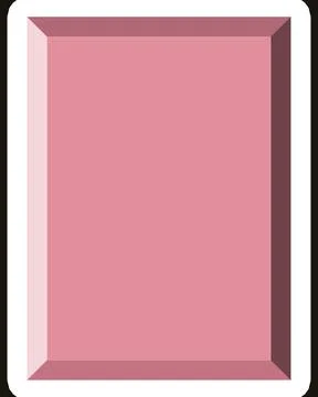 Pink rectangular frame with beveled edges and white border isolated on a bl.. Stock Illustration