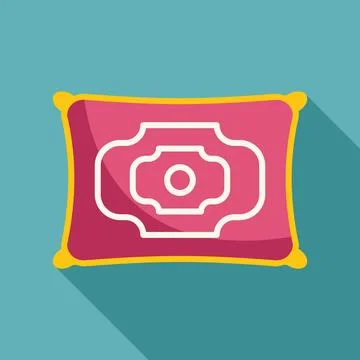 Pink rectangular pillow with golden border and white decoration Stock Illustration