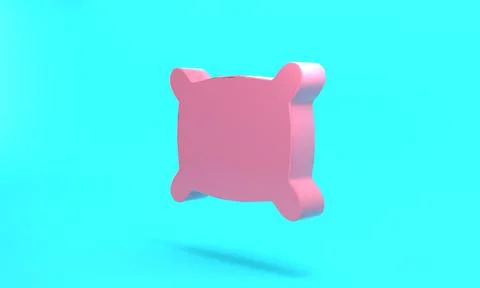 Pink Rectangular pillow icon isolated on turquoise blue background. Cushion s Stock Illustration