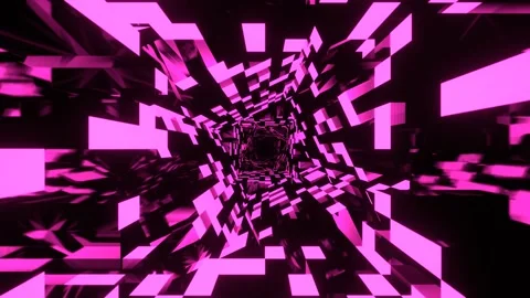 Pink Rectangular Tiled Neon Texture in a Rotating Tunnel Background VJ Loop  Stock Footage 328357165