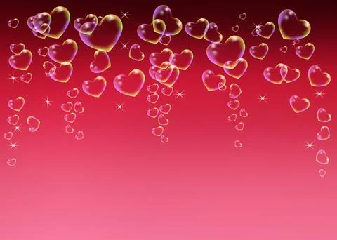 Pink rectangular Valentine's background with glittering hearts, illustration. Stock Illustration