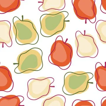 Pink, red and orange random plum elements seamless pattern. Fruit isolated ba Stock Illustration