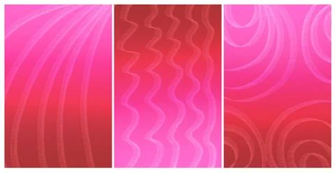 Pink Red Curved Pattern Panel Triptych Background Illustrazione stock