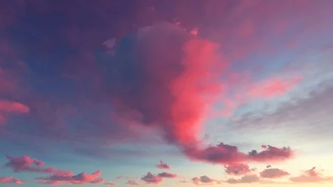 Pink red dramatic sunset fiery dreamy fantasy clouds seamless loop Vidéo 80801209