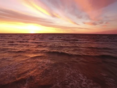 Pink, red evening sunset over the sea Stock Footage 71365333