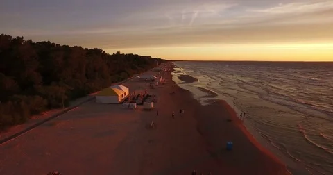 Pink, red evening sunset over the sea Stock Footage 71369317