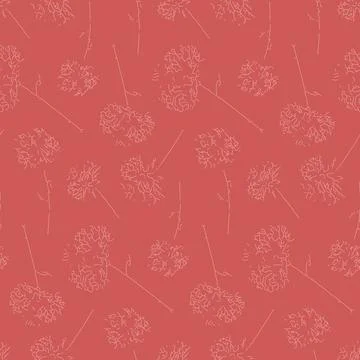 Pink red floral seamless pattern with chrysanthemum flower stylized, monochro 스톡 일러스트