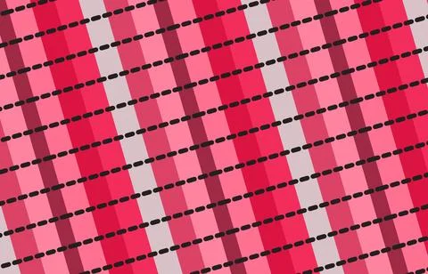 Pink Red Gingham Plaid Background With Diagonal Dotted Lines  Seamless Fabr.. Stock Illustration
