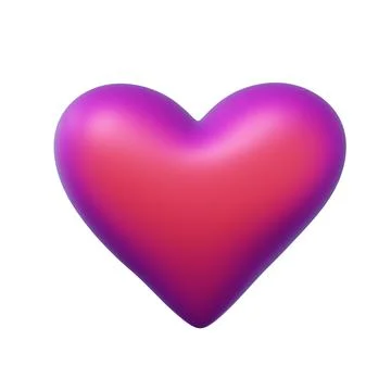 Pink Red Gradient 3D Heart. Isolated On White Background. Realistic Render. Illustrazione stock