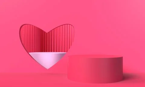 Pink red gradient color heart love background wallpaper  podium scene product Stock Illustration