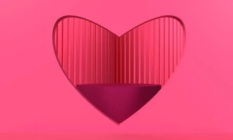 Pink red orange color gradient background wallaper love heart podium stage sh Stock Illustration