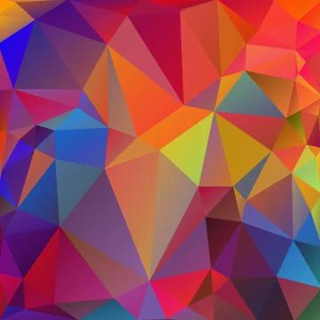 Pink, red square festive abstract background of triangles of blue, purple, re Ilustração Stock