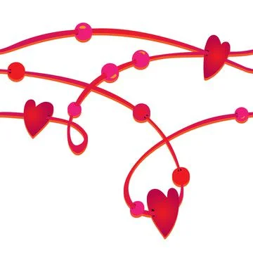 Pink red string with hearts beads on white background valentine day vector se Stock Illustration